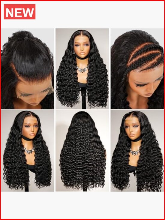 13x6 Deep Wave Lace Front Wig Human Hair 200 Density Pre Plucked Glueless